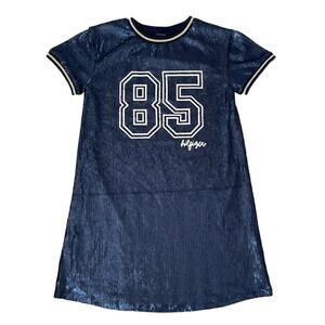 Tommy Hilfiger Girls’ Youth Navy Blue Sequin Jersey Shirt Dress L 12/14